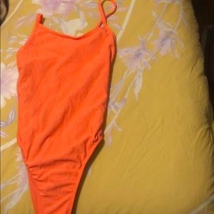 Bright orange one piece